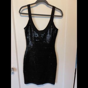 Black Sequence Bodycon Dress